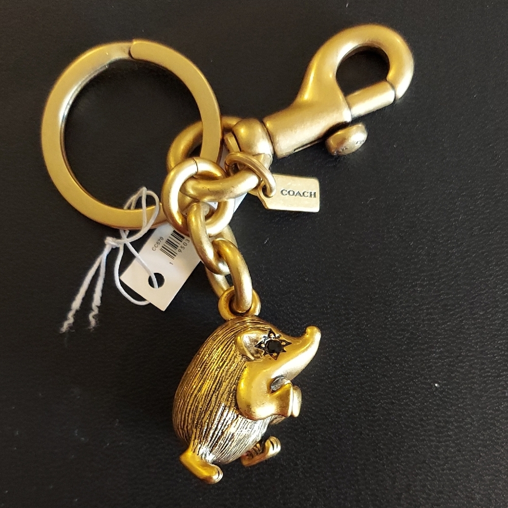 Coach Metallic Gold Hedgehog Keychain